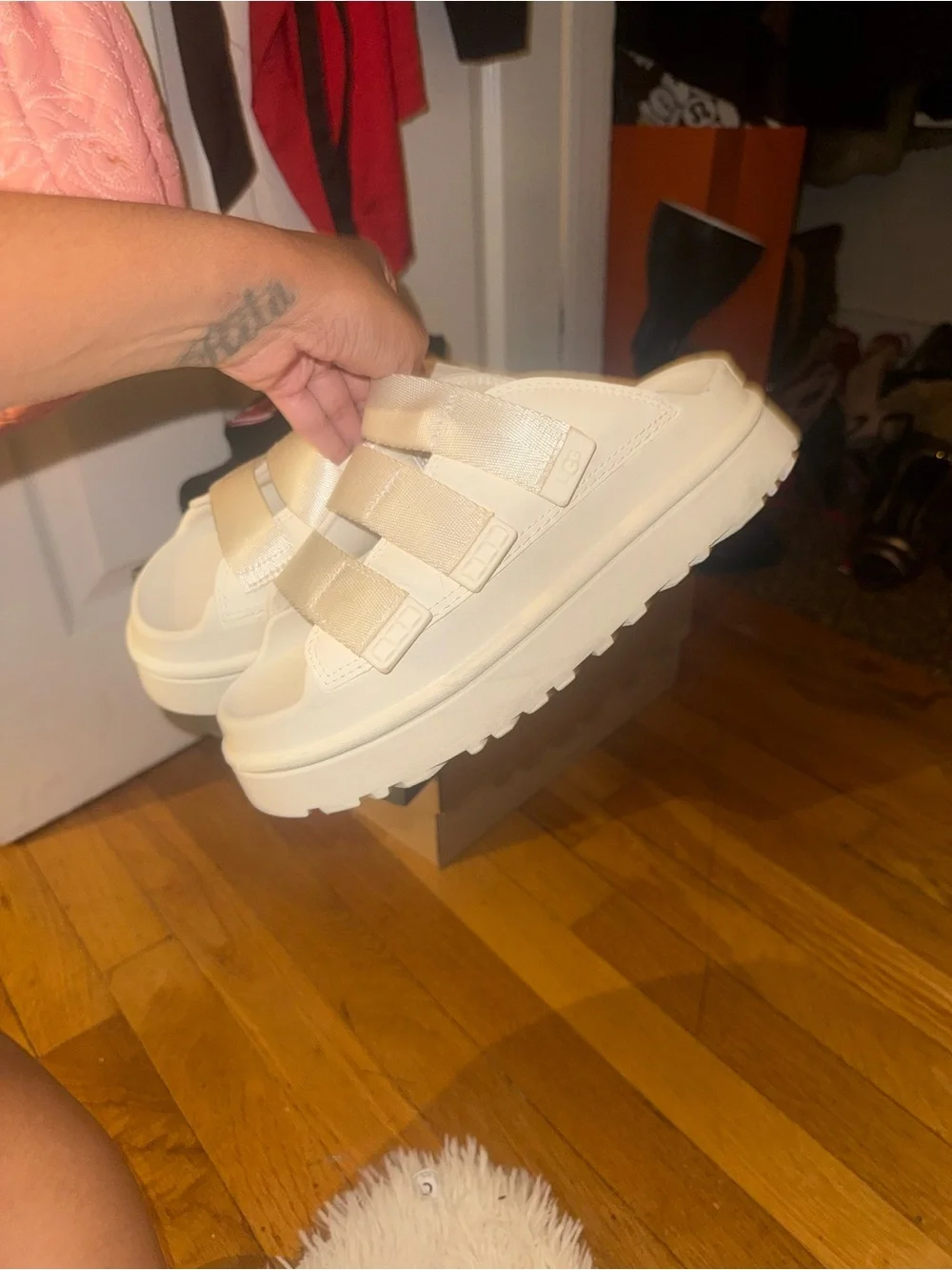 UGG Cream Platform Slide Sandals